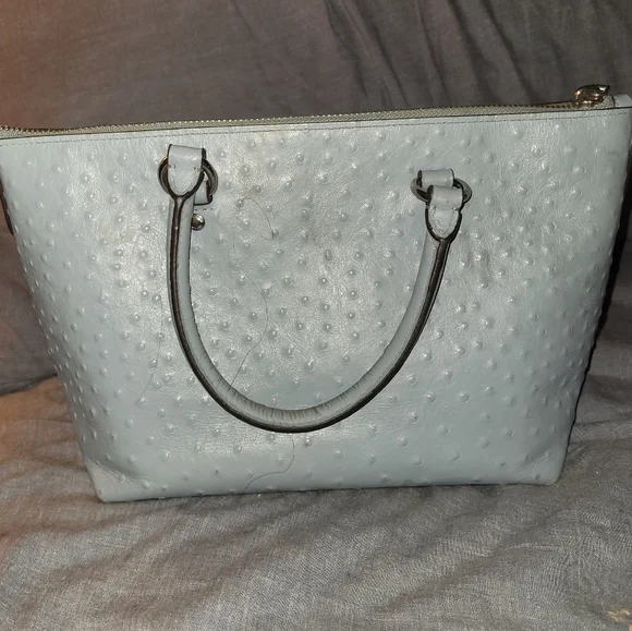 Coach handbag baby blue/ gray blue riveted cross-body strap included - Picture 10 of 11